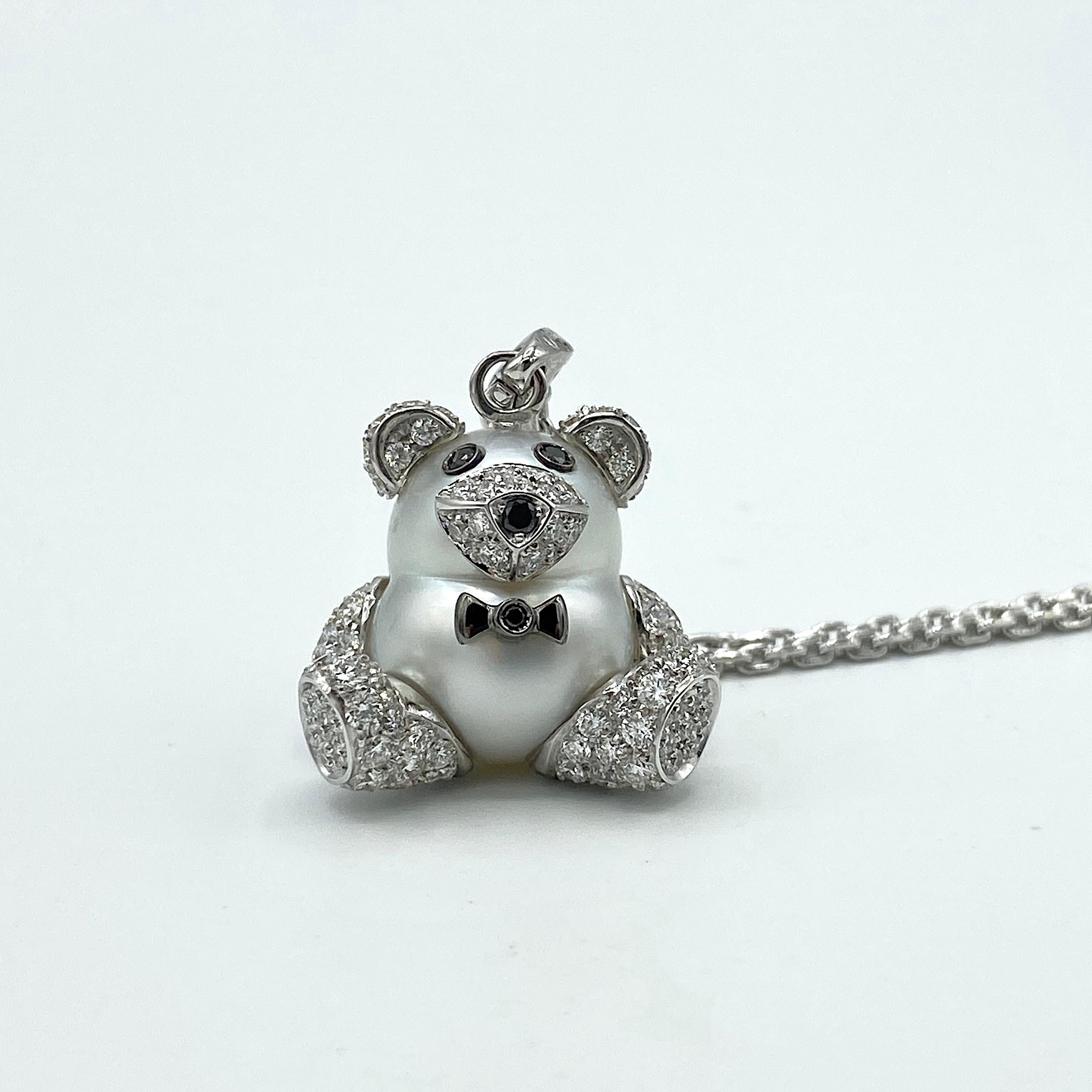 diamond teddy bear necklace