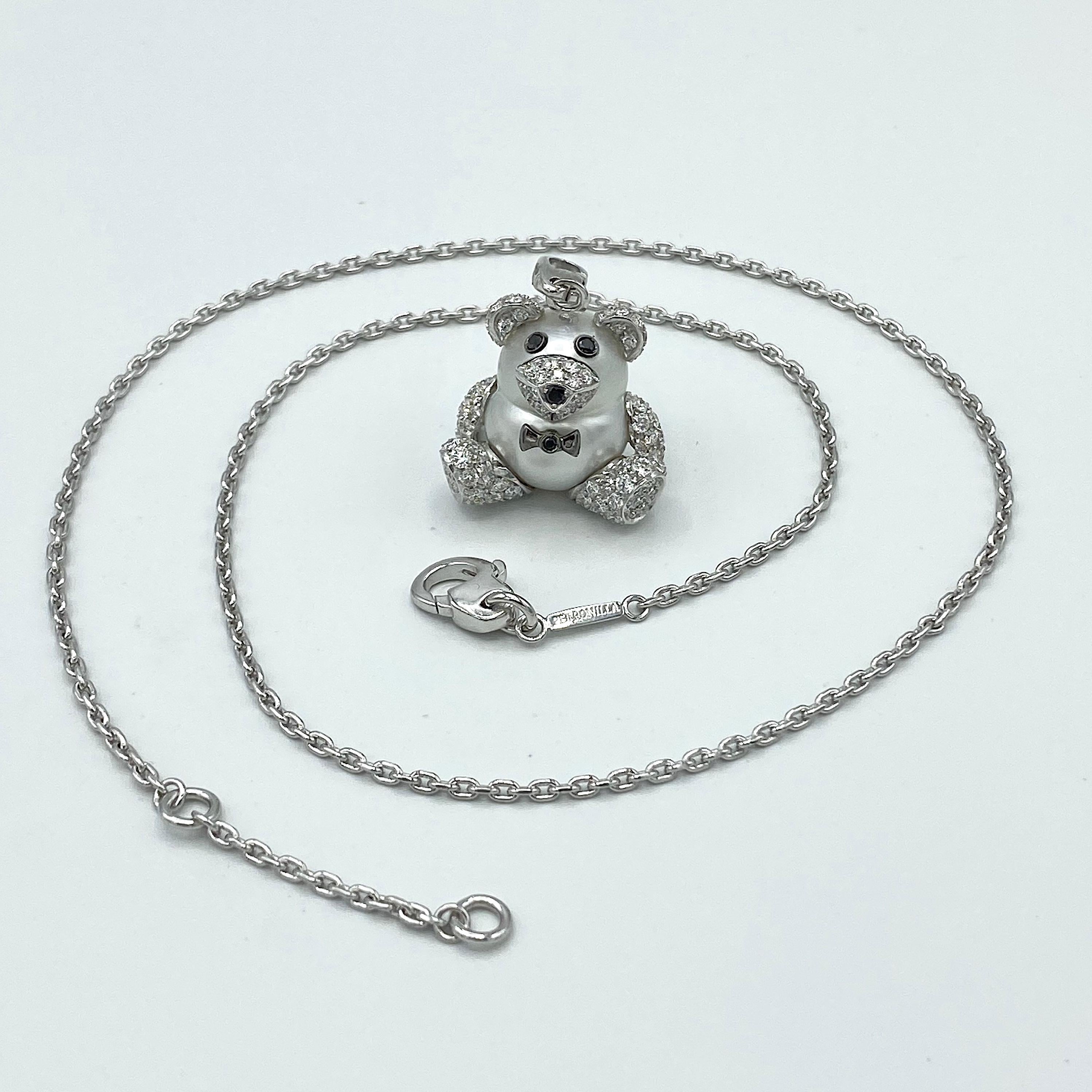 pearl teddy bear necklace