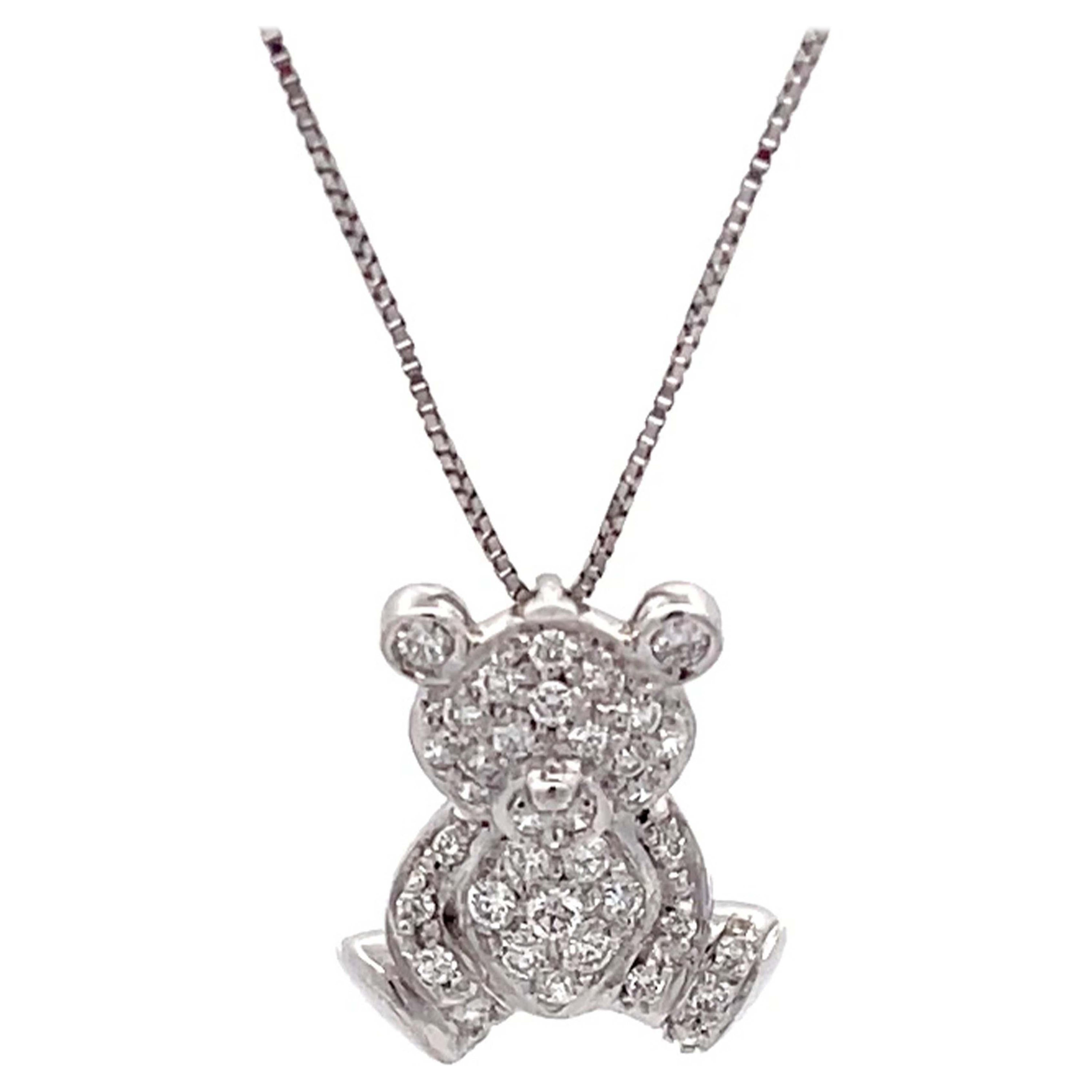 Collier ours en diamants en or blanc 18 carats