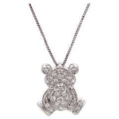 Collana Teddy Bear con diamanti in oro bianco 18 carati