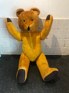 Teddy Bear in Yellow/Brown Mohair, Germany ‘Steiff?’, circa 1950