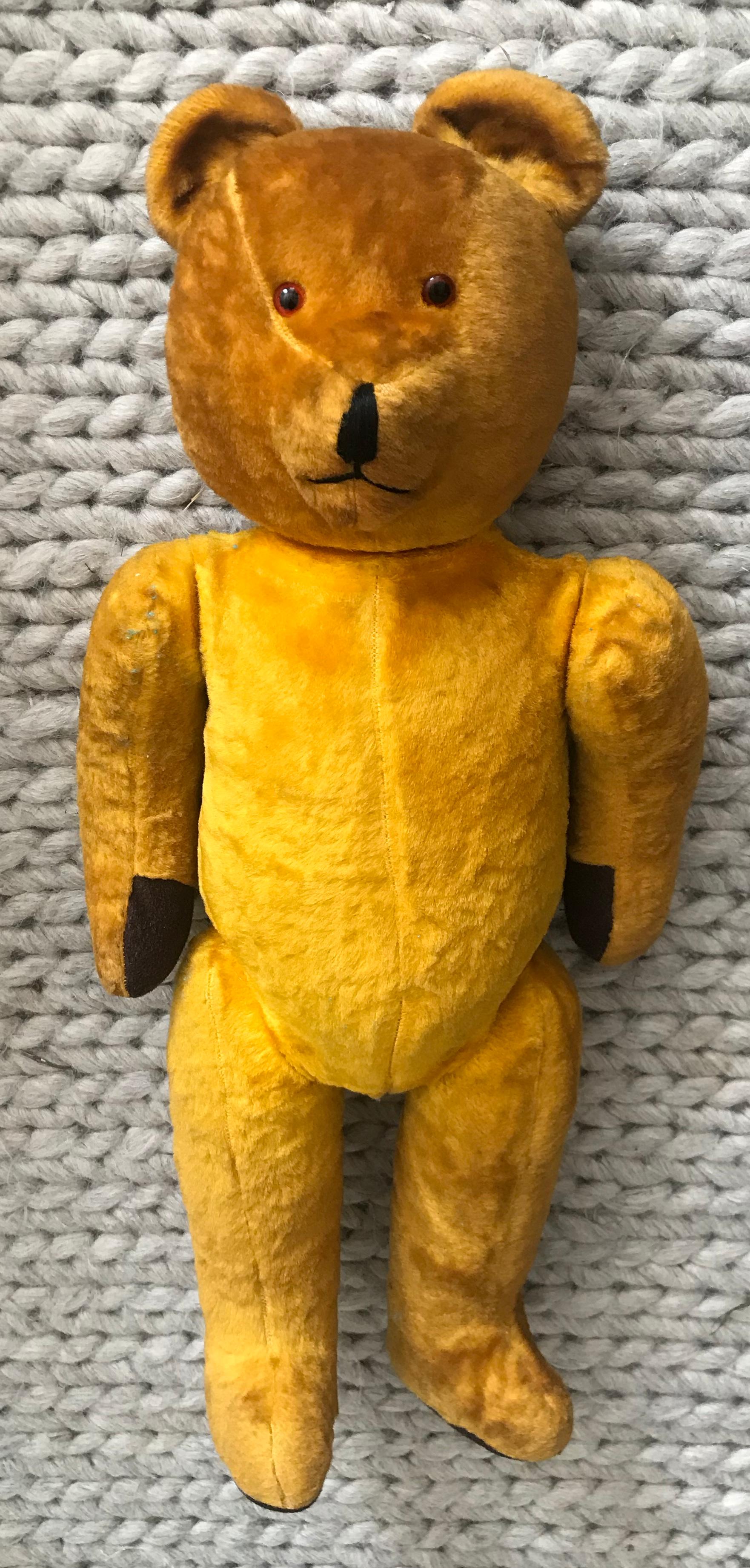 International Style Teddy Bear in Yellow/Brown Mohair, Germany ‘Steiff?’, circa 1950 For Sale