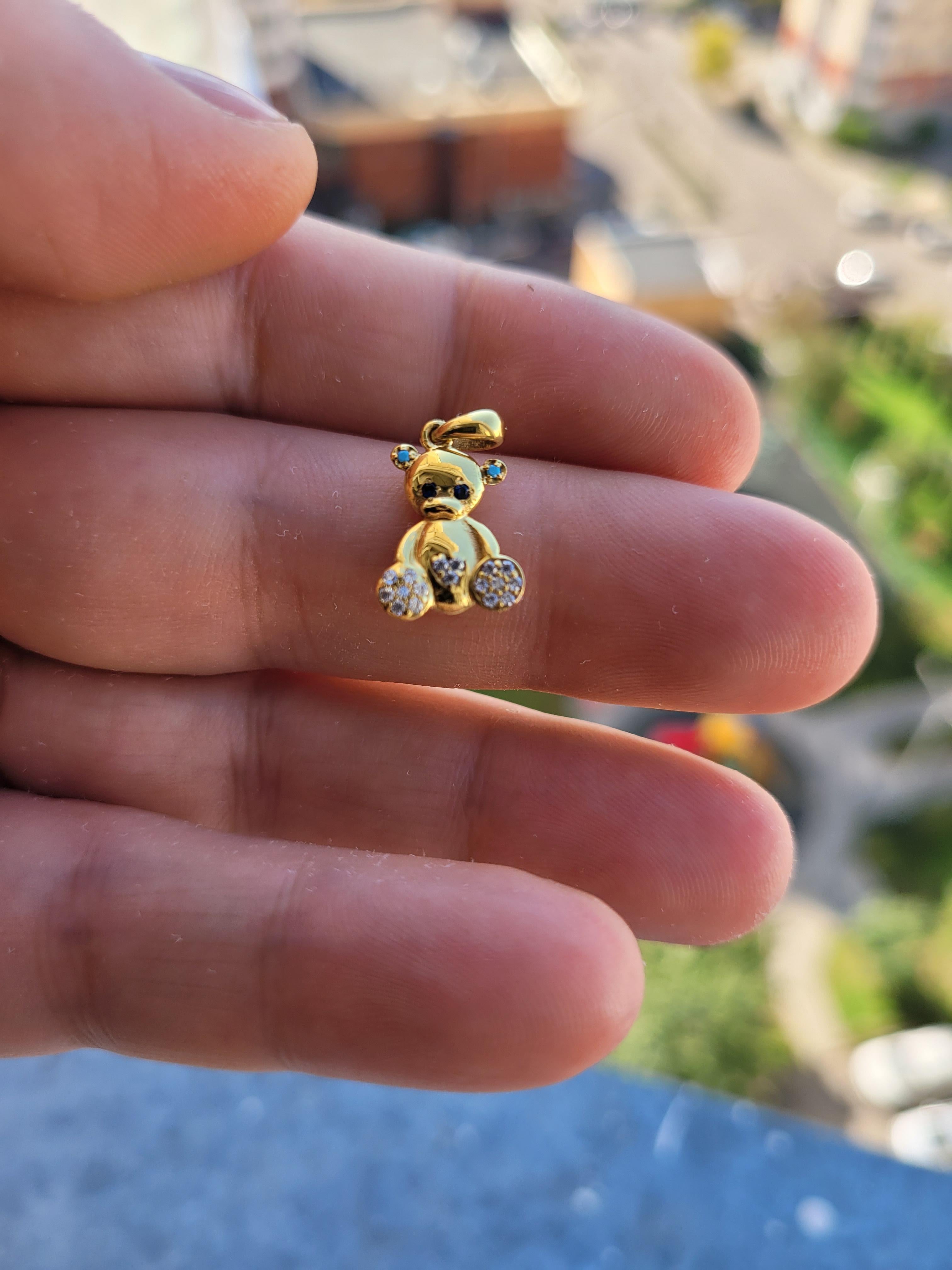 Ciondolo a forma di orsetto in oro 14k in vendita 3