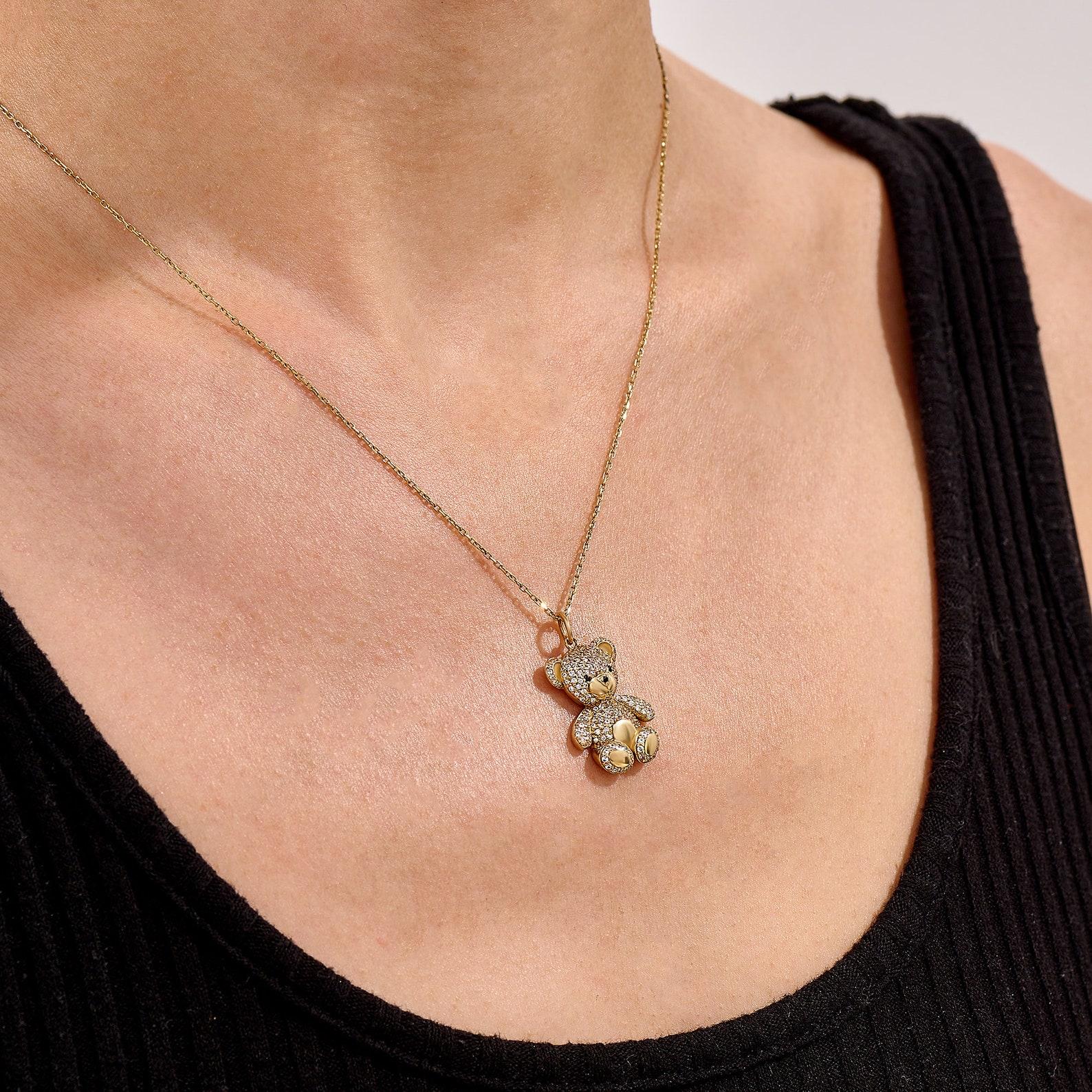 Teddy Bear Shaped Moissanite Pendant 925 Sterling Silver Puffed Gummy Bear . For Sale 1