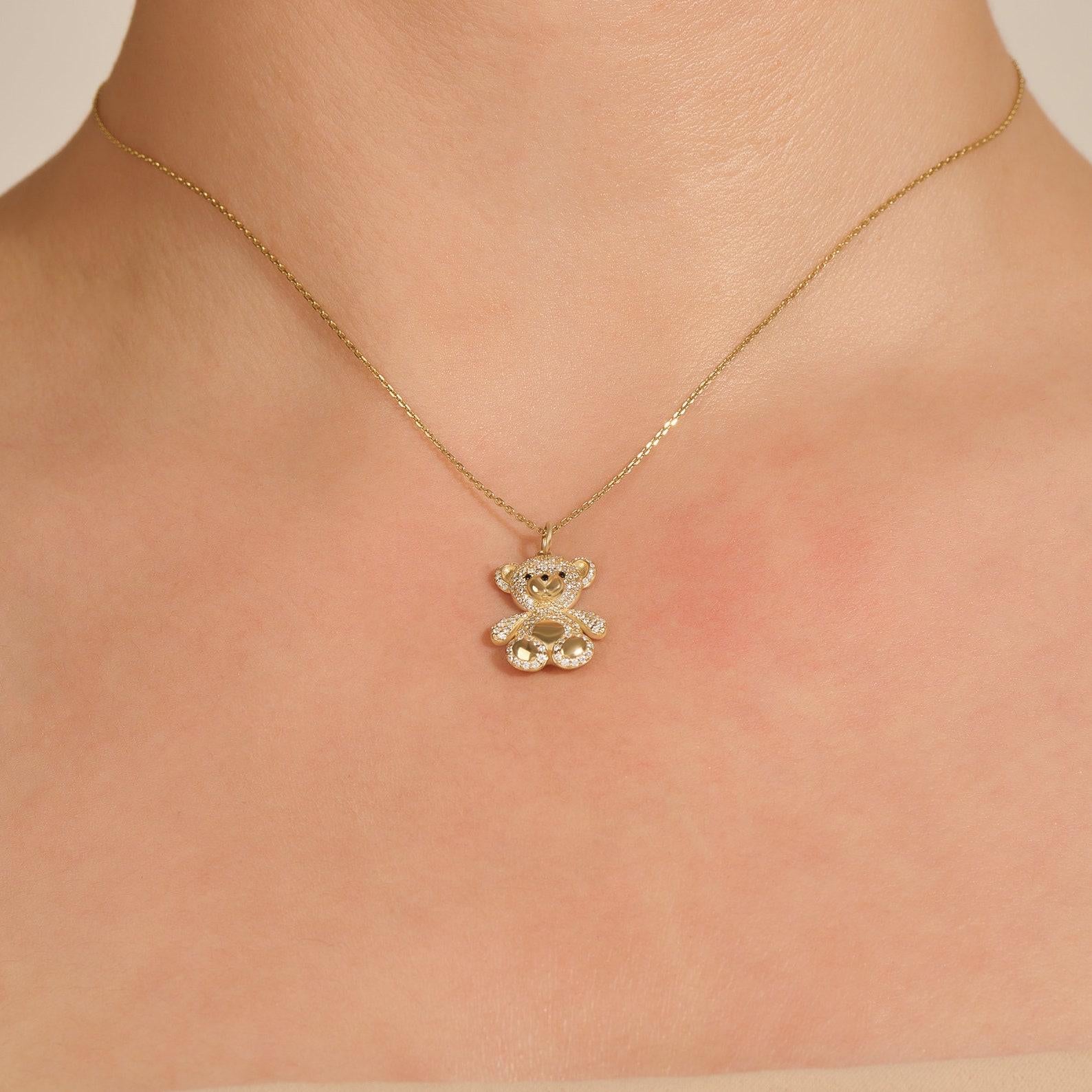 Teddy Bear Shaped Moissanite Pendant 925 Sterling Silver Puffed Gummy Bear . For Sale 2