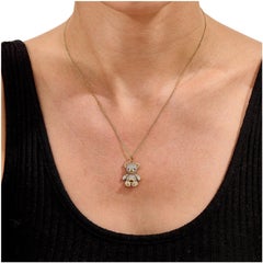 Teddy Bear Shaped Moissanite Pendant 925 Sterling Silver Puffed Gummy Bear .