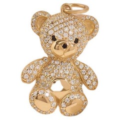 Teddy Bear Shaped Moissanite Pendant 925 Sterling Silver Puffed Gummy Bear .