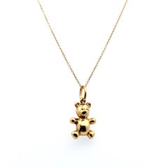 Teddy bear vintage pendant necklace yellow gold