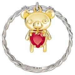 Used Teddy Bear with heart ring. 
