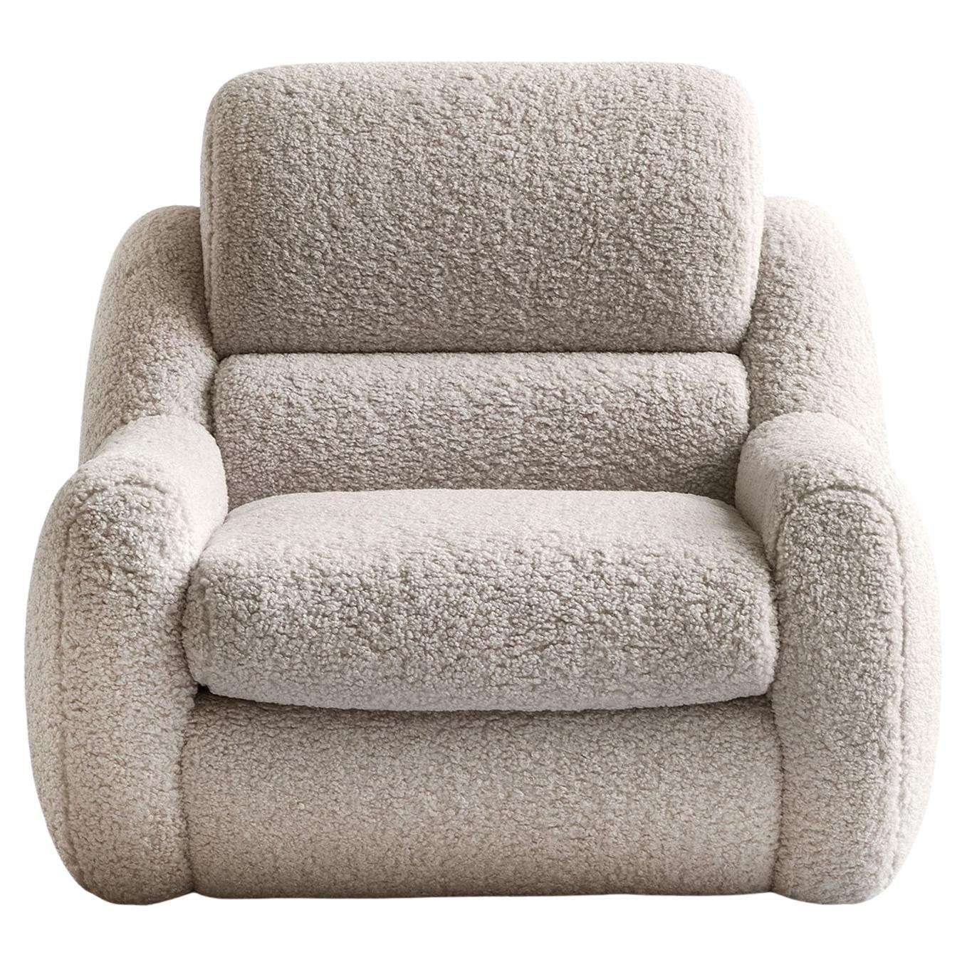 Fauteuil en tissu bouclé beige Teddy