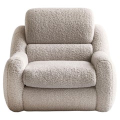 Fauteuil en tissu bouclé beige Teddy