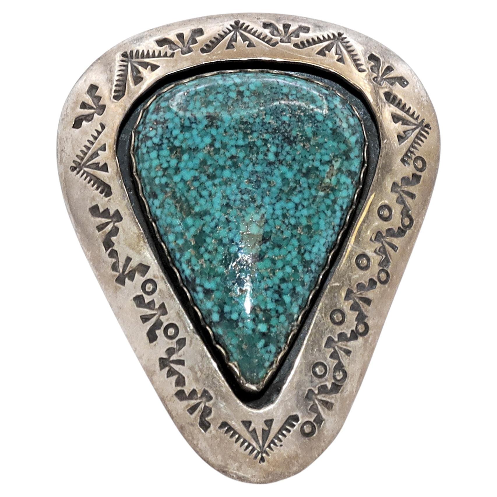 Teddy Goodluck Sterling Silver Turquoise Statement Ring For Sale