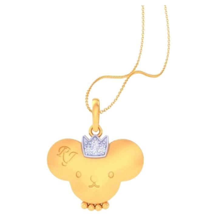 Teddy Kids Pendant II, 18k White Gold, Gold, 0.02ct For Sale