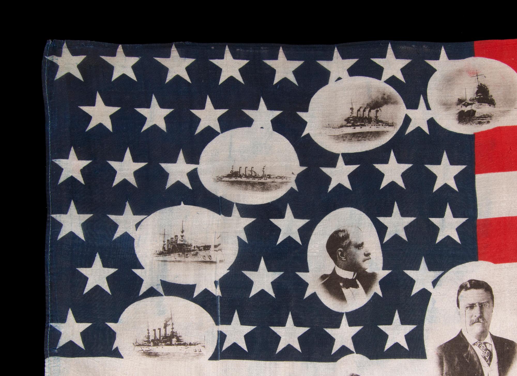 Américain Teddy Roosevelt and His Great White Fleet American Flag (Le drapeau américain de sa Grande flotte blanche), vers 1907-1909 en vente
