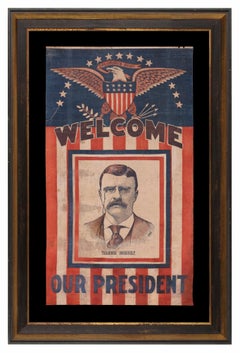 Used Teddy Roosevelt Parade Style Banner Likely Make for the 1912 Campaign