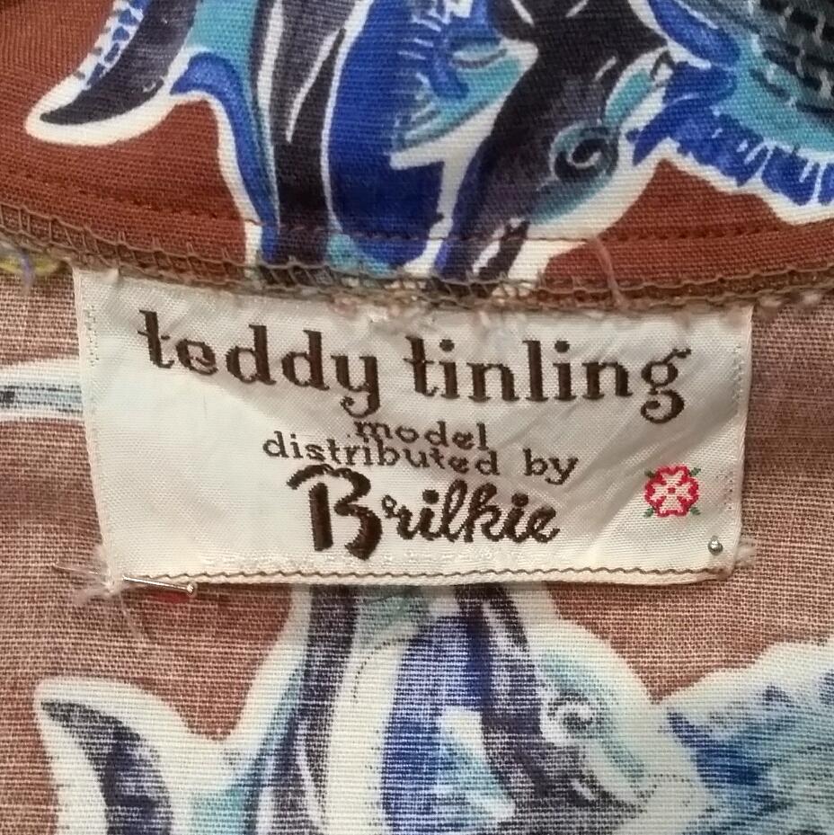 Gray Teddy Tinling 1950s Cotton 2 Piece Set With Novelty Marine Fish Print