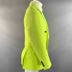 TEDDY VONRANSON Chest Size 38 Green Lime Wool Silk Peak Lapel Sport Coat