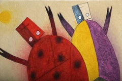 Catarinas, Signierte surrealistische Mixografia auf Hand Made Papier von Teódulo Rómulo