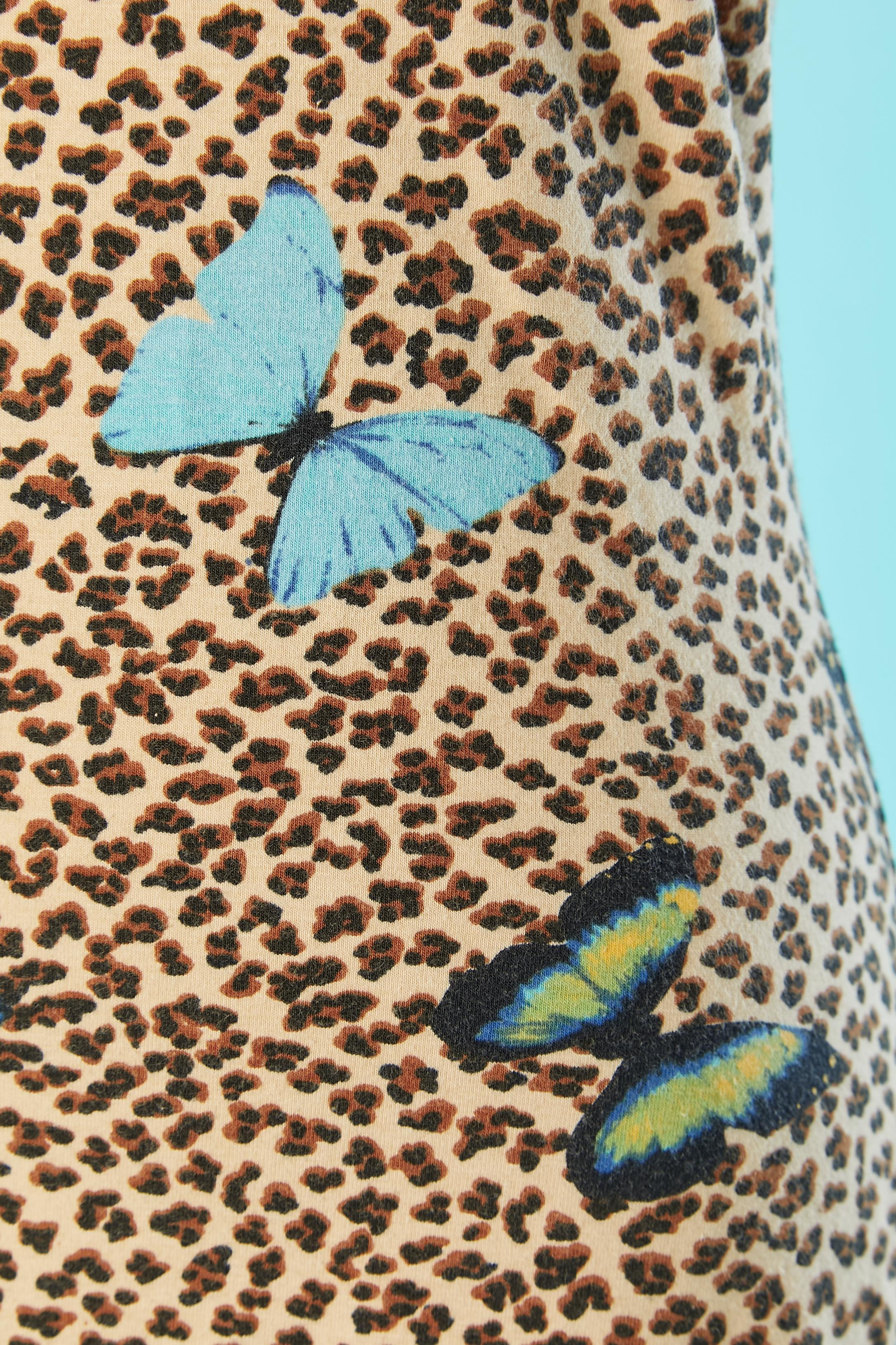 Beige Robe tee-shirt à imprimés animaux et papillons Kenzo Jungle  en vente