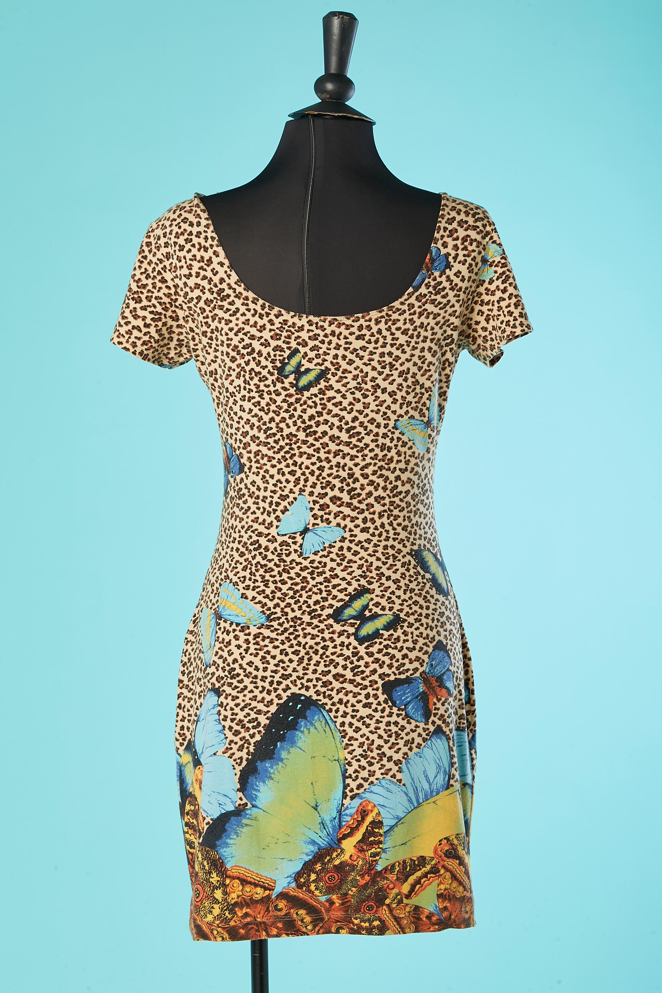 Women's Tee-shirt dress with animal and butterfly prints Kenzo Jungle  For Sale