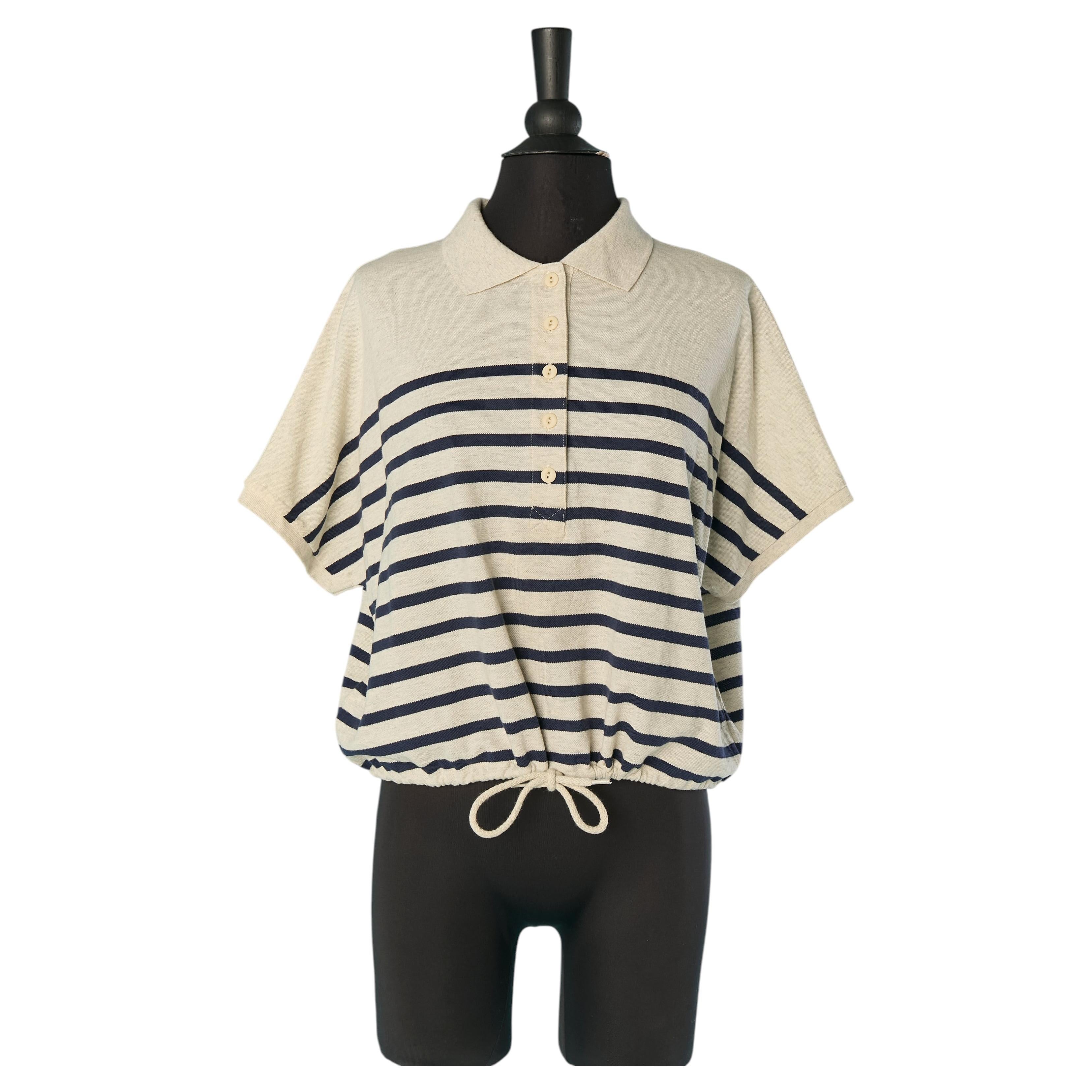 Tee-shirt with Polo neck and striped pattern JEAN-PAUL GAULTIER Matelot For Sale