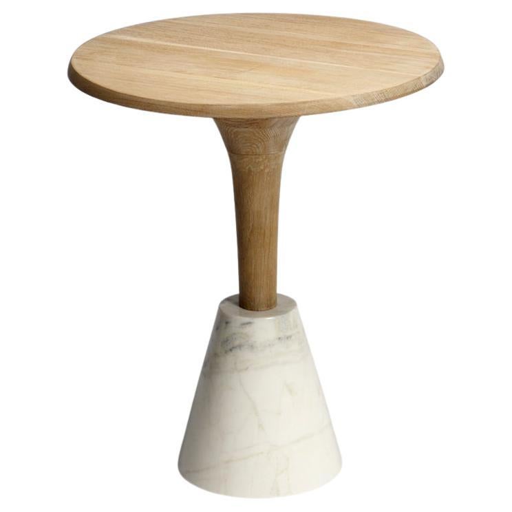 AKMD White Oak and Purple-white Marble Tee Table 'Small'