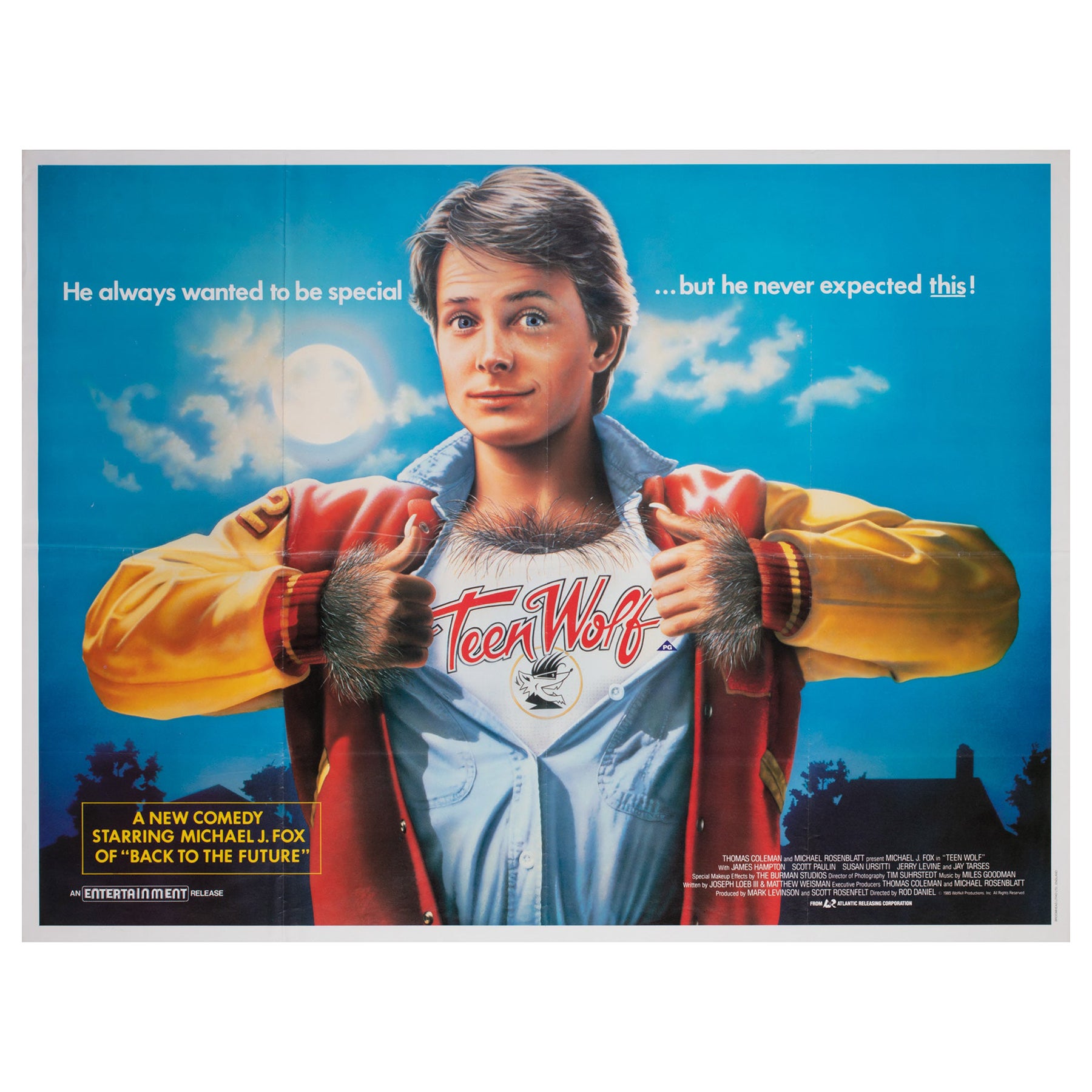 "Teen Wolf", 1985 Uk Quad Film Poster, Cowell