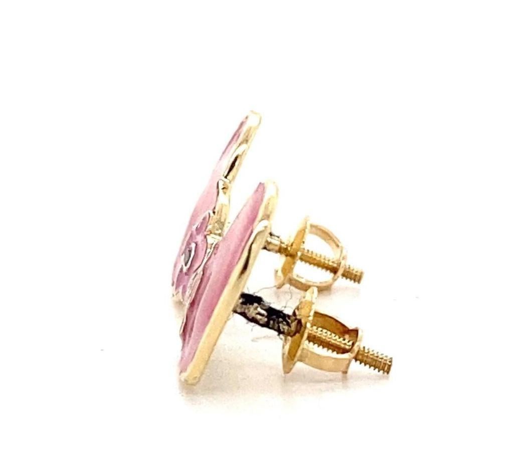 Teenager Floral Heart Diamond Stud Ears in 14k Solid Gold (Certified) Neuf - En vente à New Delhi, DL
