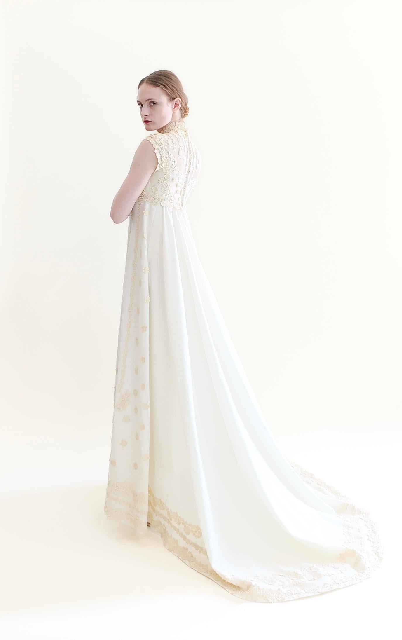 Women's Teeny by Priscilla of Boston 1970's Cotton and Lace Wedding Gown For Sale