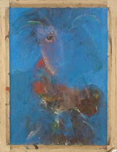 Te'er Ba Abstract Original Oil On Canvas "Eyes in Blue"