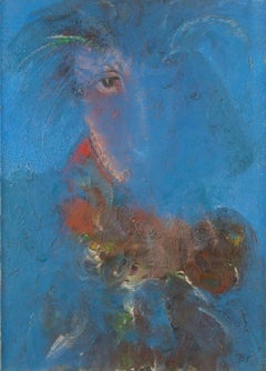 Te'er Ba Abstract Original Oil On Canvas "Eyes in Blue"