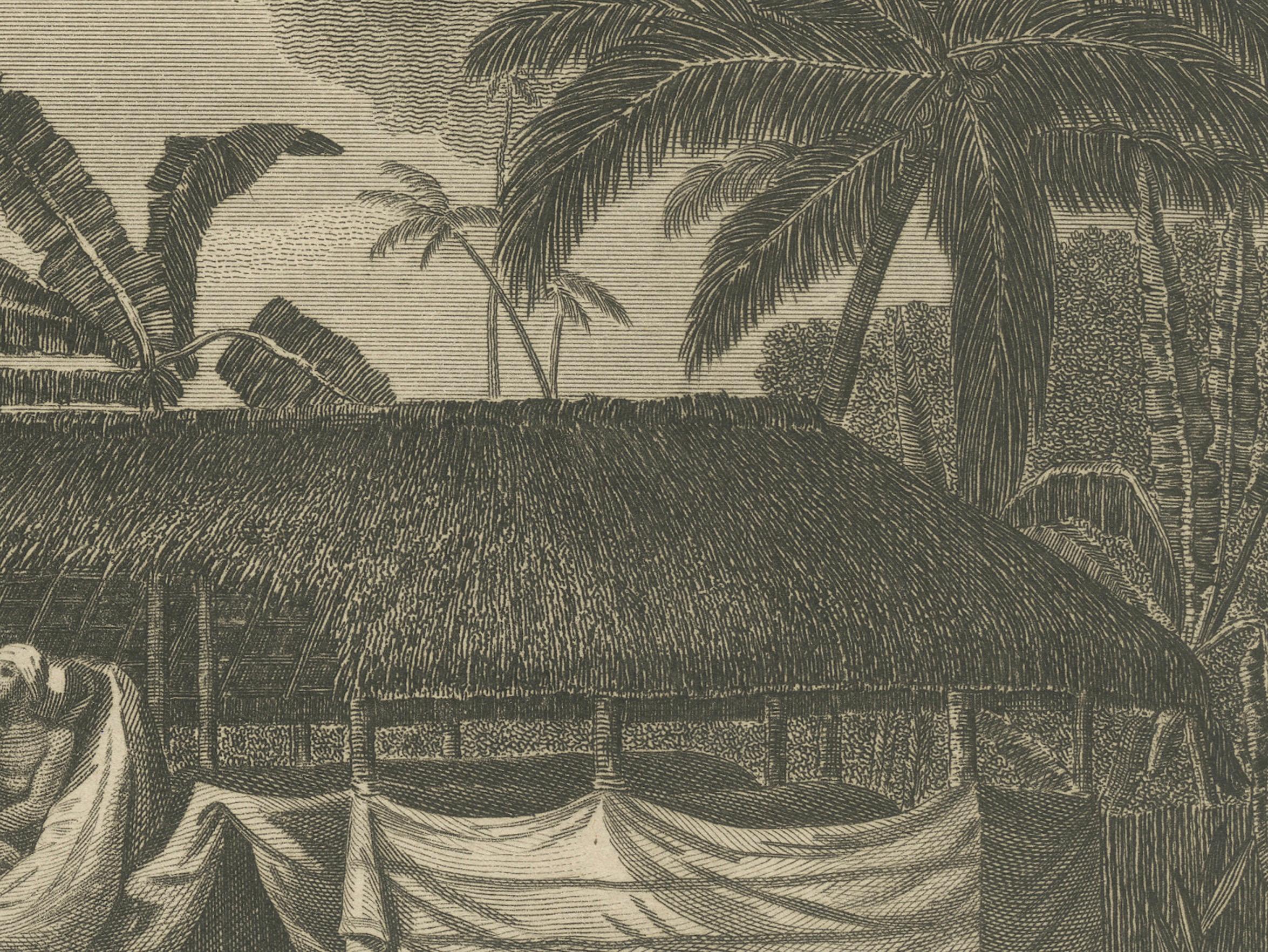 Engraved Tee's Eternal Rest: The Embalmed Chief of Otaheite or Tahiti, circa 1800 For Sale