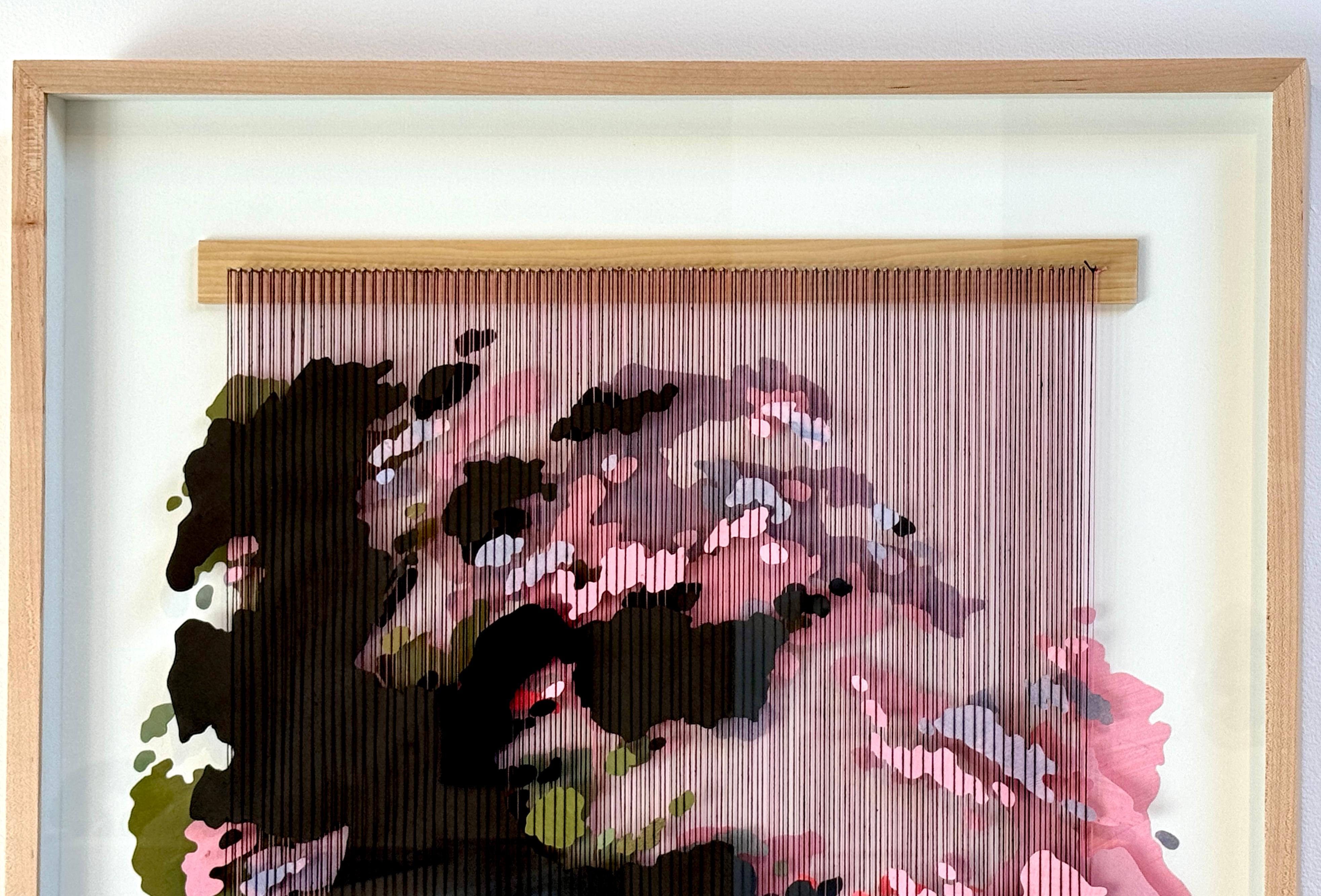 Obra de arte de técnica mixta, mapa abstracto, papel, acrílico e hilo, textil 3D, 2024 en venta 8
