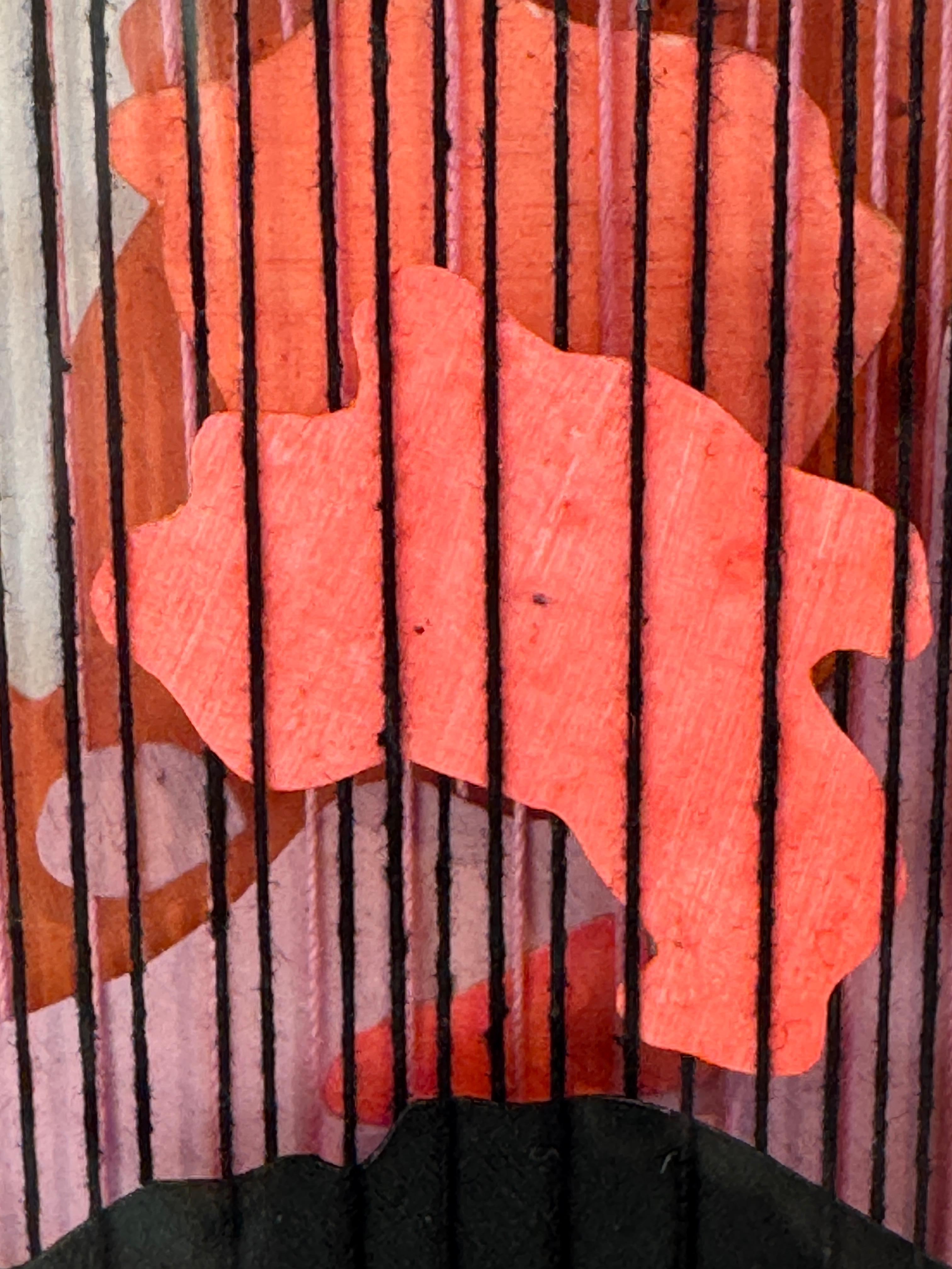 Obra de arte de técnica mixta, mapa abstracto, papel, acrílico e hilo, textil 3D, 2024 en venta 9