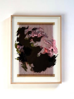 Fiber and Paper Artwork, Abstract Map, Acrylic, and Thread, 3-d Textile, 2024