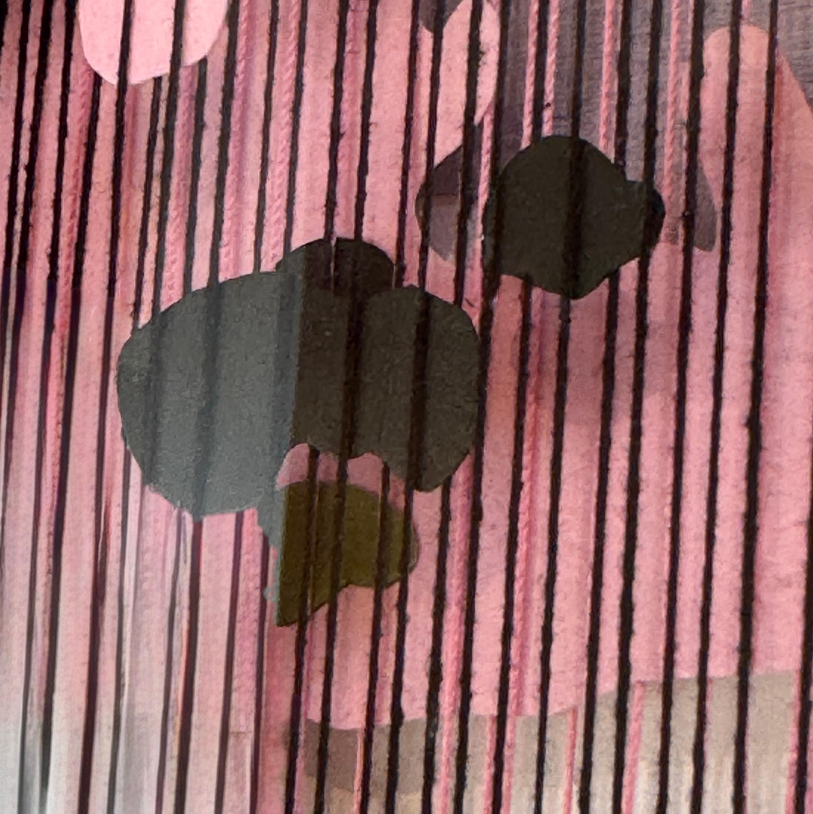 Obra de arte de técnica mixta, mapa abstracto, papel, acrílico e hilo, textil 3D, 2024 en venta 5