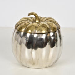 Teghini Firenze Midcentury Italian Silver and Brass Ice Bucket with Pumpkin Top