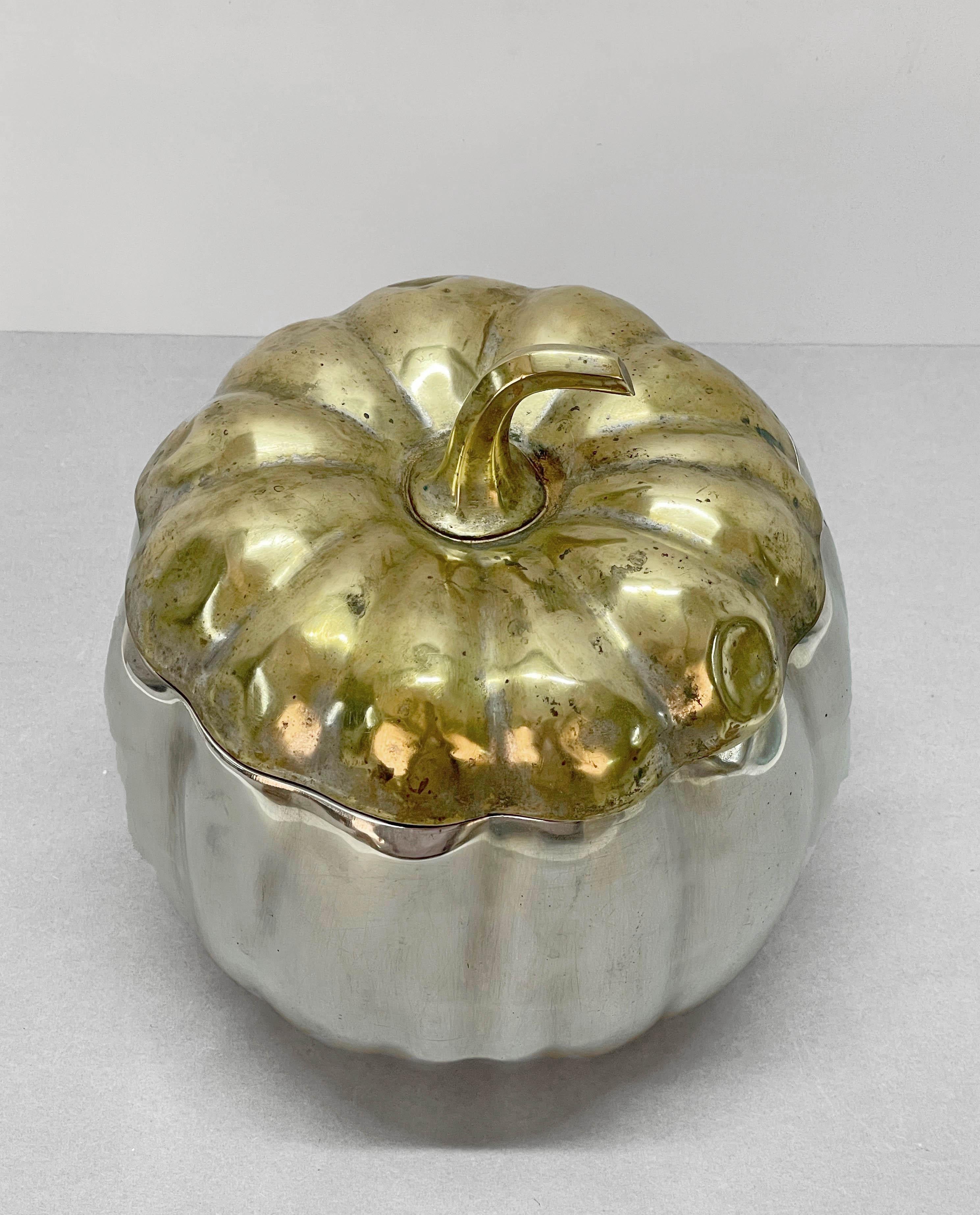 Teghini Firenze Midcentury Italian Silver and Brass Ice Bucket with Pumpkin Top 3