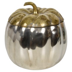 Teghini Firenze Midcentury Italian Silver and Brass Ice Bucket with Pumpkin Top