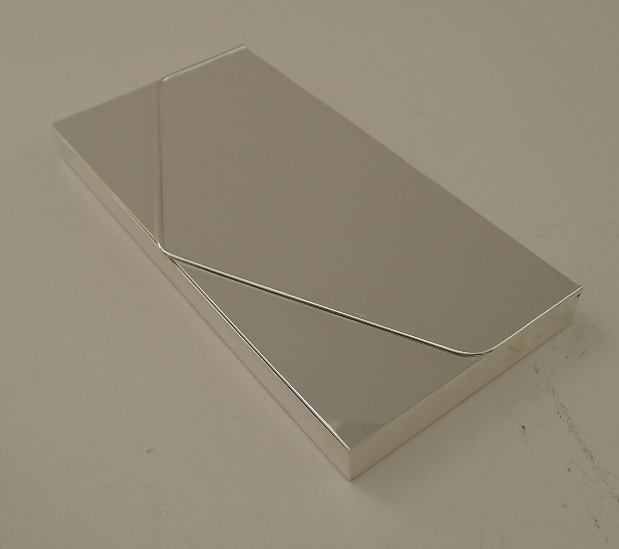 Teghini, Firenze - Modernist Silver Plated Desk Box c.1970 In Good Condition For Sale In Bath, GB
