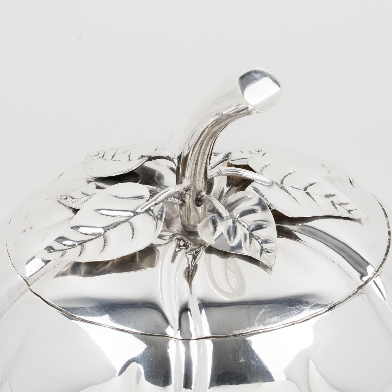Teghini Firenze Silver Plate Tomato-shaped Ice Bucket, Italy 1960s For Sale 3