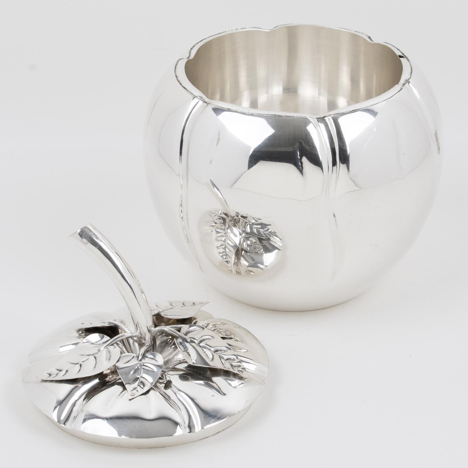 Modern Teghini Firenze Silver Plate Tomato-shaped Ice Bucket, Italy 1960s For Sale