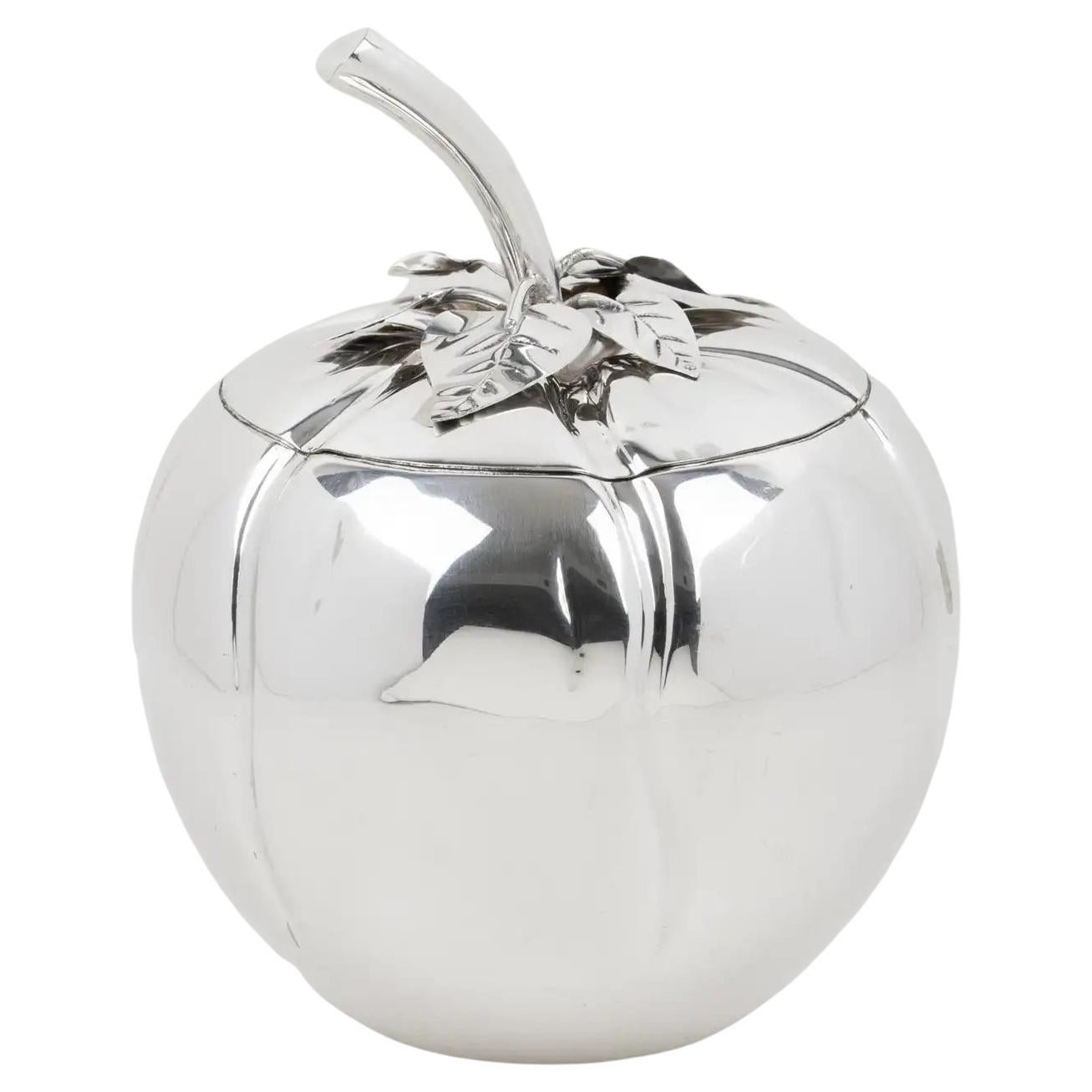 Teghini Firenze Silver Plate Tomato-shaped Ice Bucket, Italy 1960s