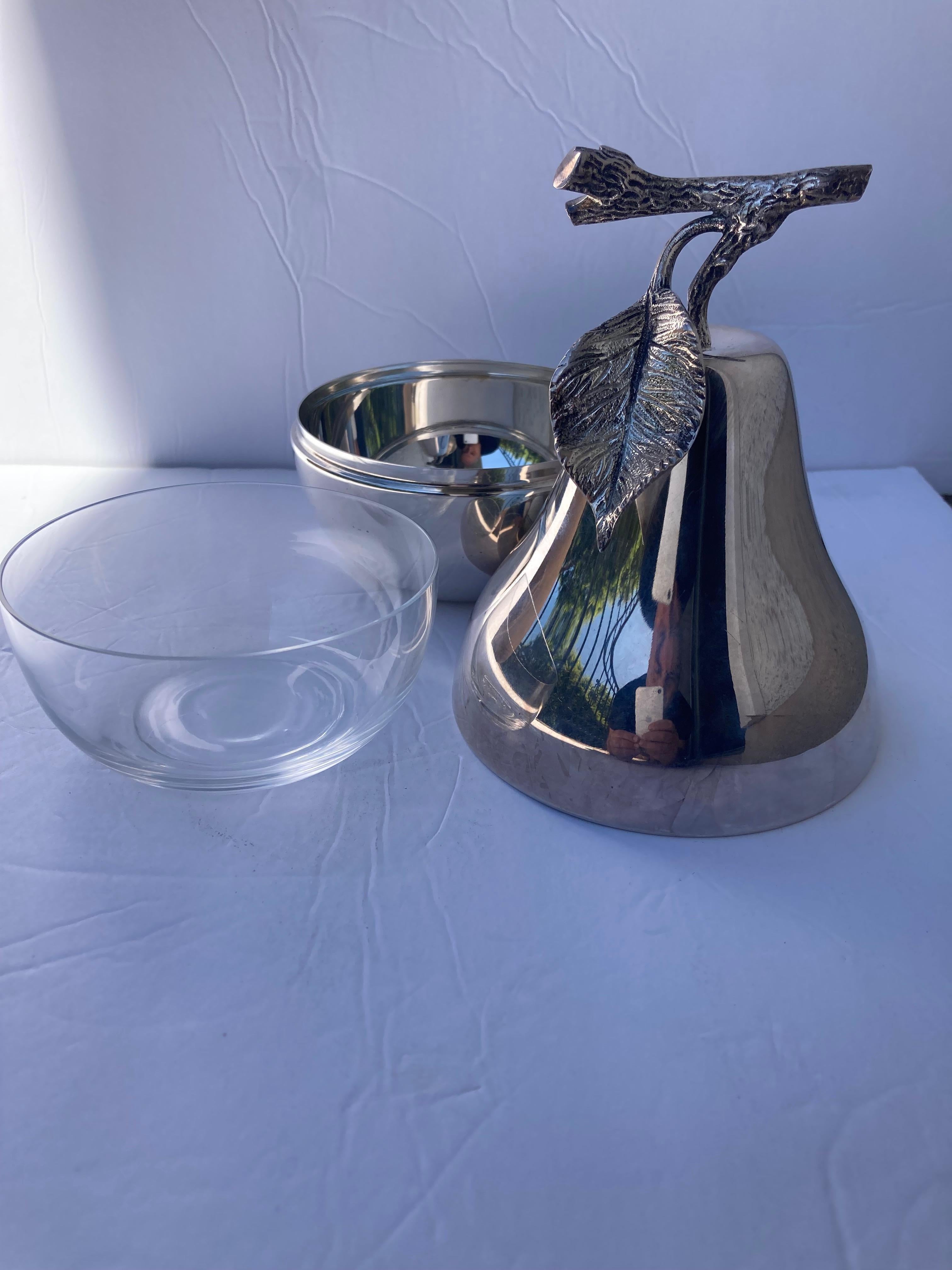 Modern Teghini Ice Bucket Silver Plate Bar/Table in Pear Shape For Sale