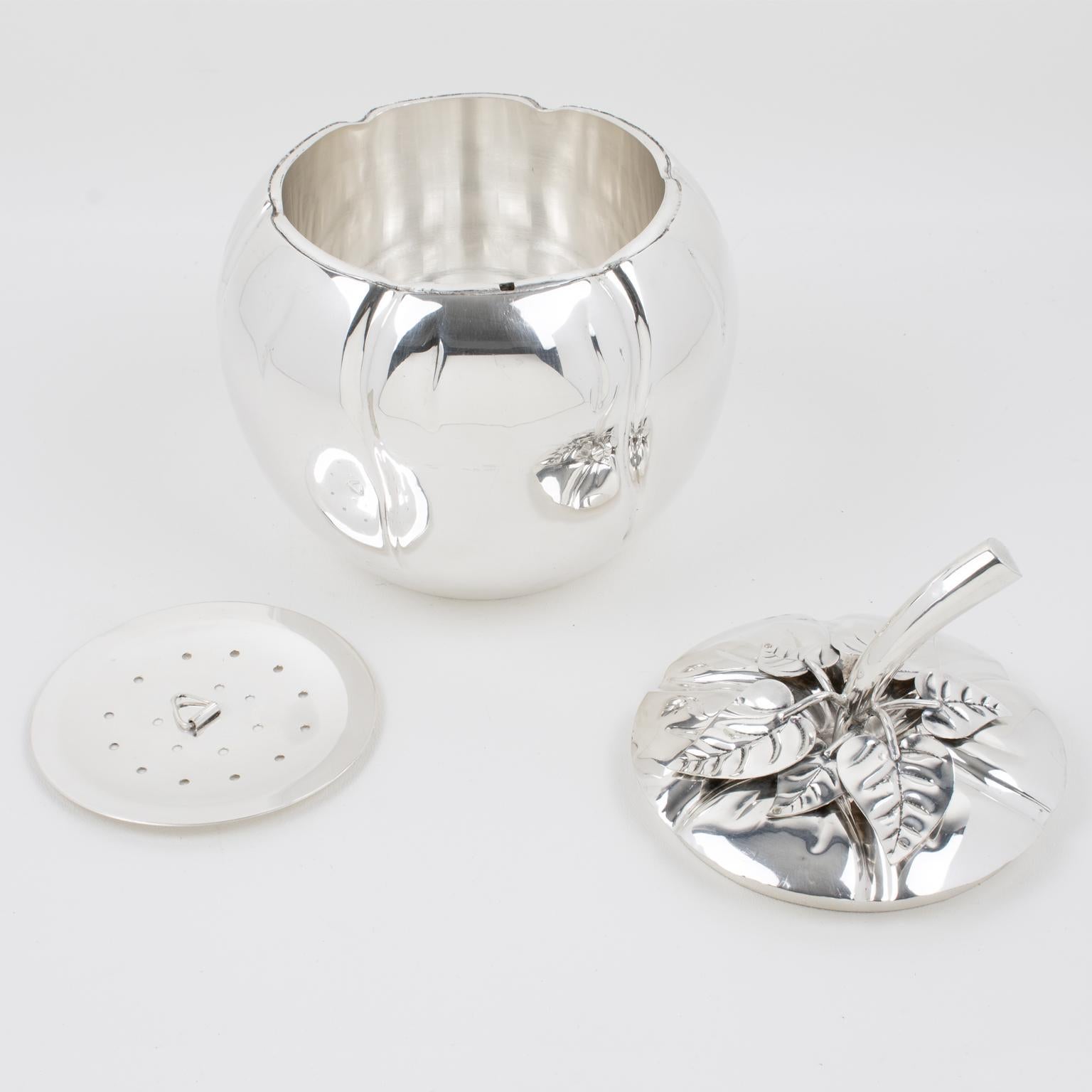 Teghini Italy Silver Plate Barware Ice Bucket, circa 1980 Bon état - En vente à Atlanta, GA