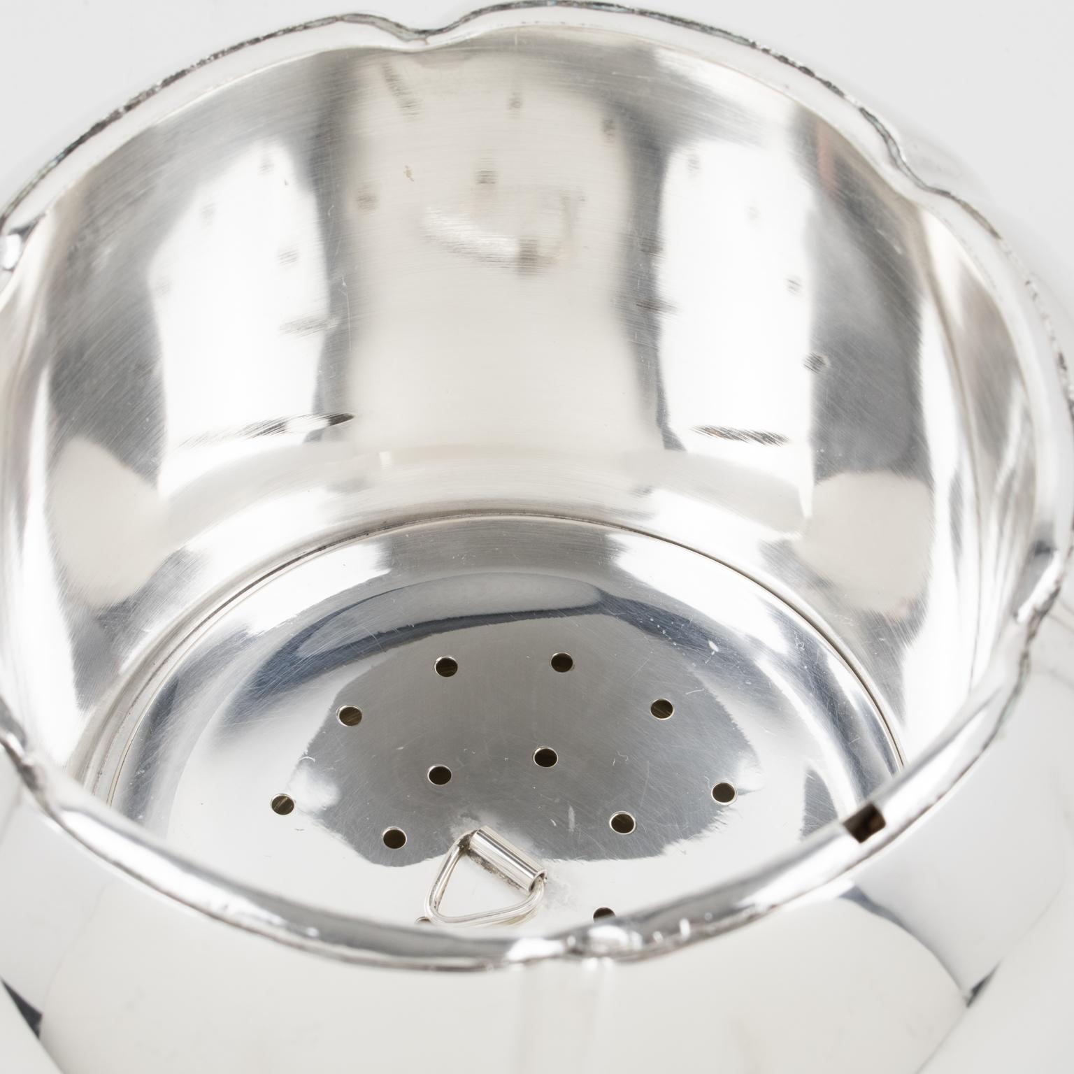 Plaqué argent Teghini Italy Silver Plate Barware Ice Bucket, circa 1980 en vente