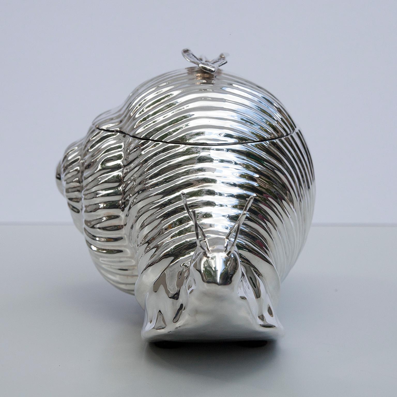 Italian Teghini Silver Plated Snail Ice Bucket, Italy, 1977