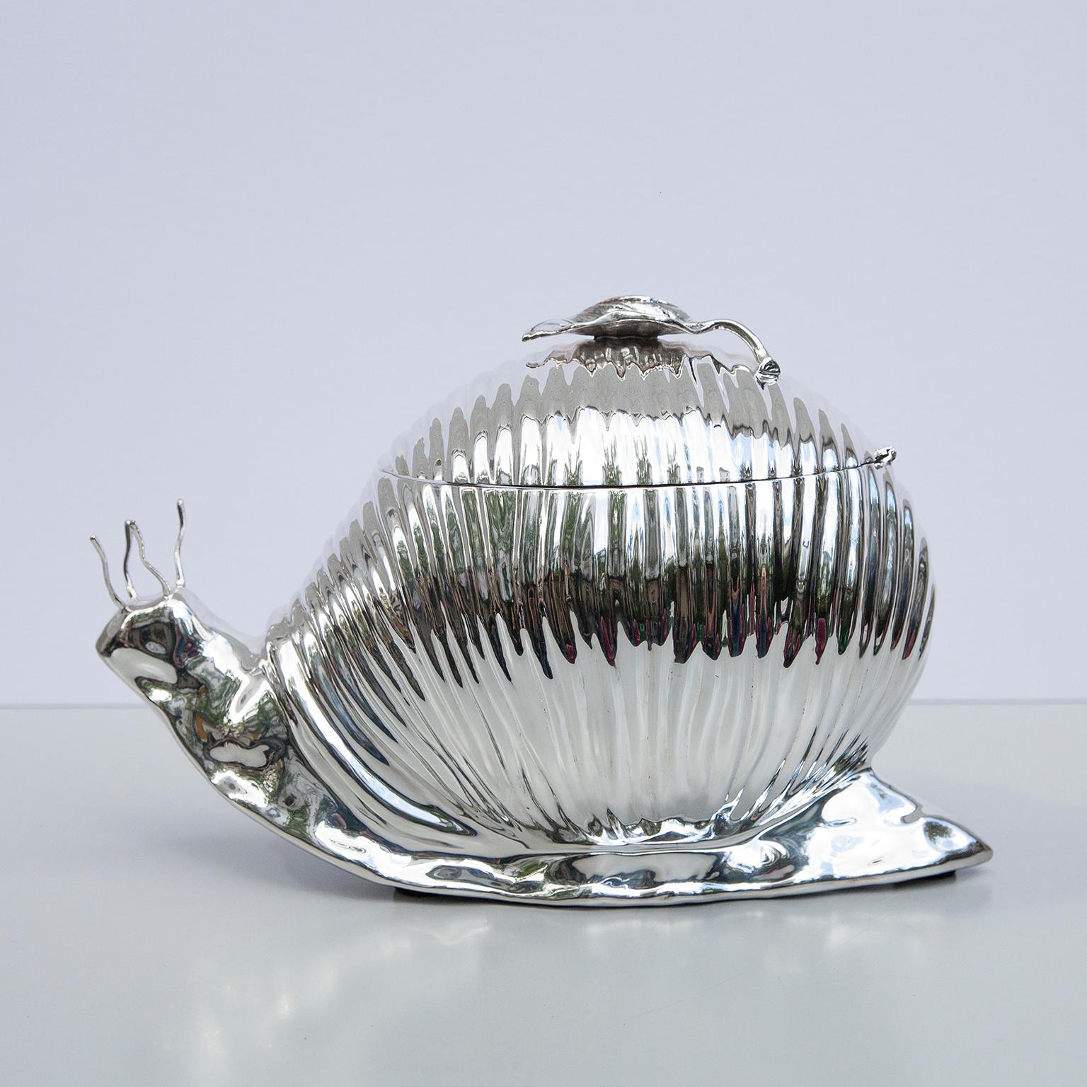 Late 20th Century Teghini Silver Plated Snail Ice Bucket, Italy, 1977