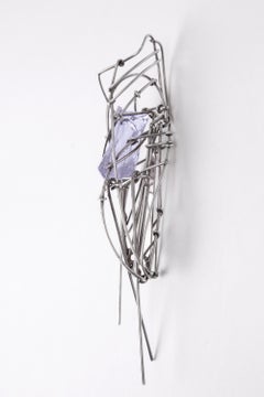 Tegua 06 Unique Brooch in Bronze, Steel Wire & Glass by Syene Bernal Luna