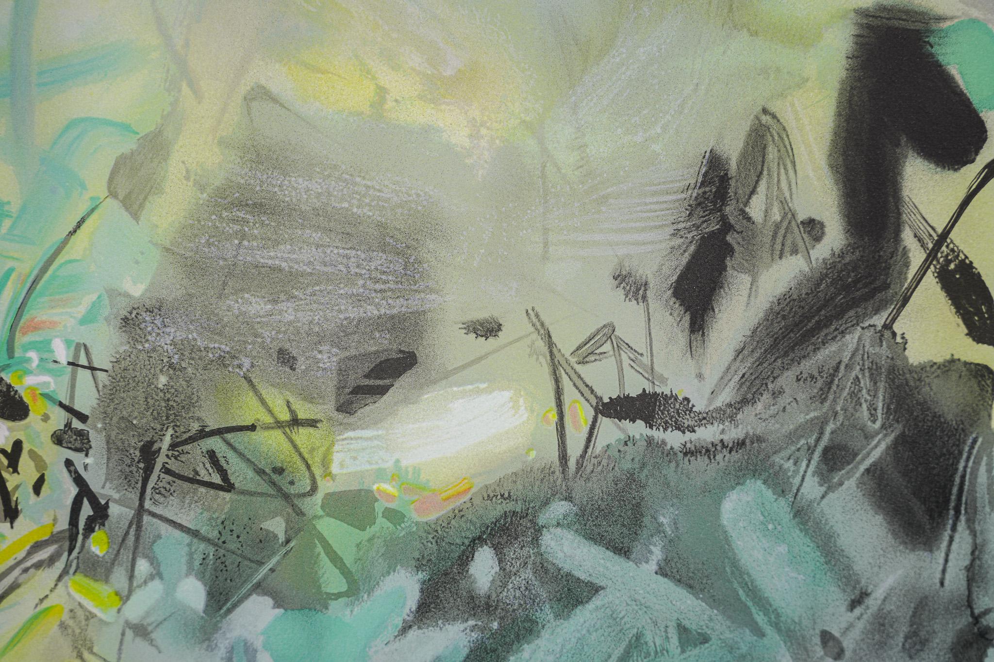 La patrie de la chaleur 87/150, série imprimée n° 4 - Gris Abstract Print par Teh-Chun Chu